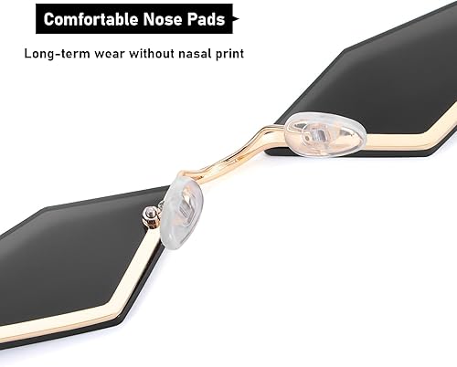 Miniatura 6 de Lentes de sol retro con forma de diamante para hombres y mujeres, marco cuadrilátero de metal, protección UV, gafas de sol