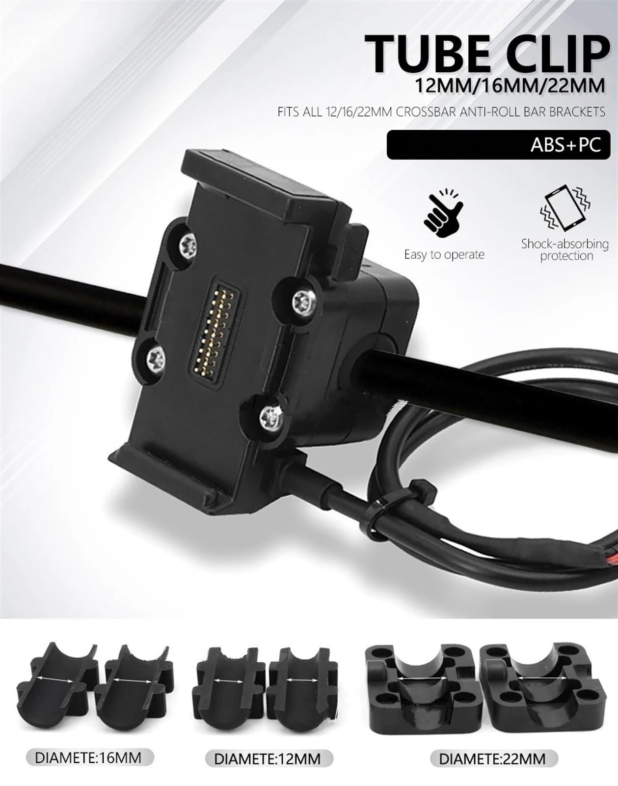 Support Navigation GPS pour Moto pour BMW R1250GS pour ADV R1200GS Support Navigation pour Téléphone Moto Alimentation Électrique Chargement sans Fil Base D'arceau Sécurité(Yellow - 16mm)