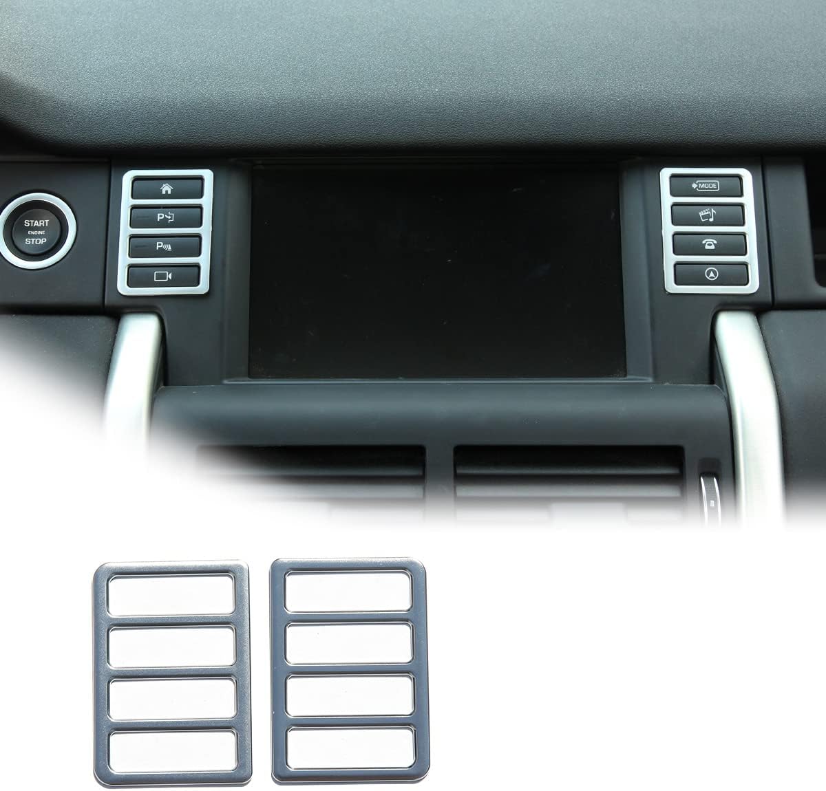 YIWANG Chrome Car Multifunction Push Button Frame Trim 2pcs For Discovery Sport (Silver)