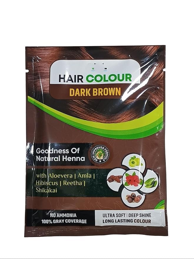 Hair Color Dark Brown Each 16gm Sachet - (Pack Of 6)