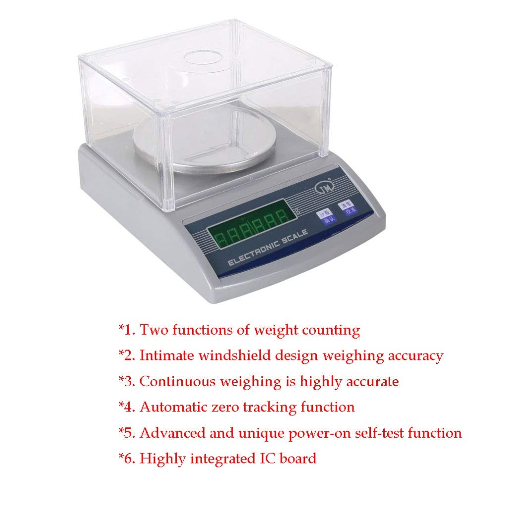 Báscula electrónica Digital, balanza analítica de precisión con Pantalla LCD de 0,01 g, balanzas para joyería, farmacias industriales, escuelas y hogares (2000 g/0,01 g)