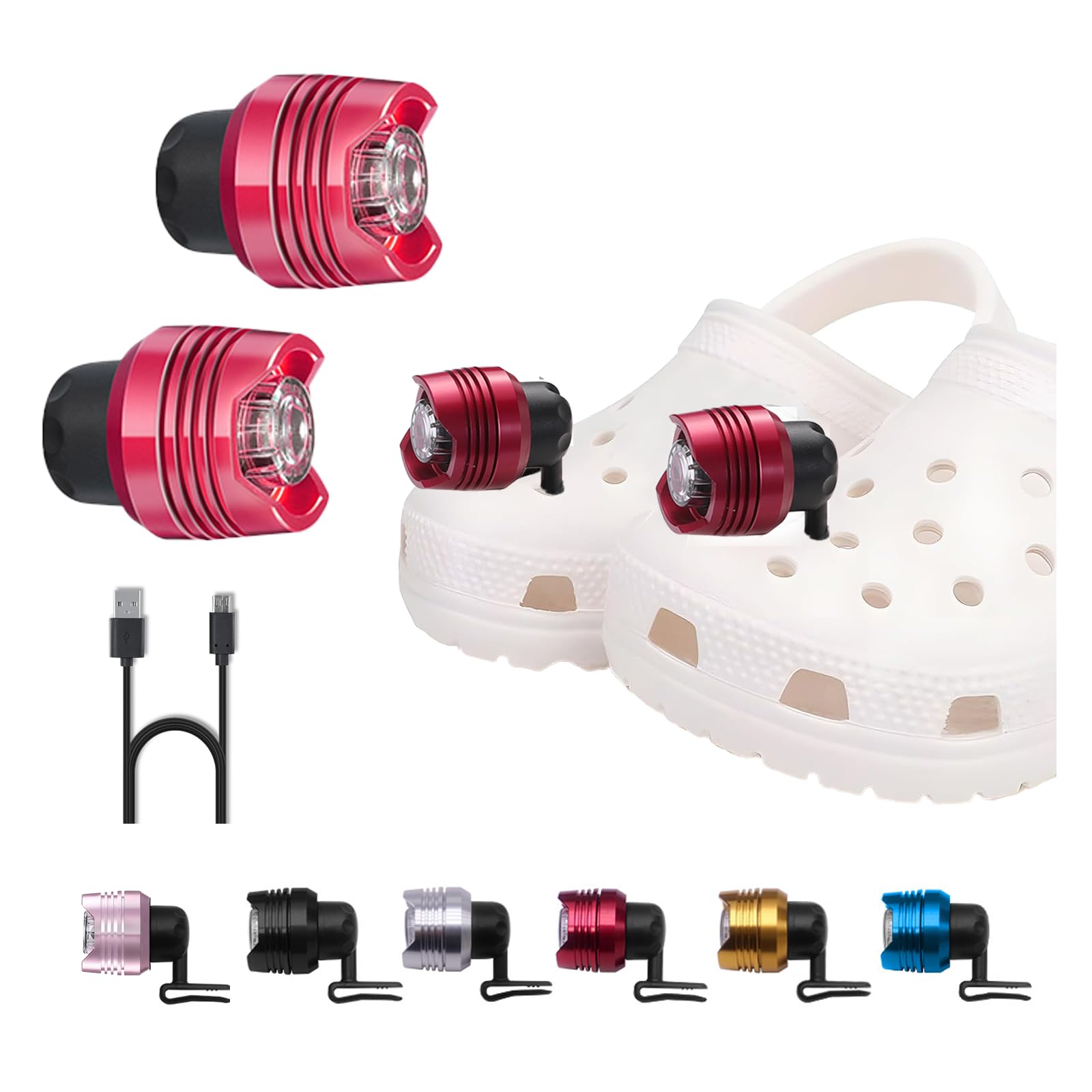 RAHAN Headlights Shoes 2pcs, Shoes Lights for Kids Adults, 3 Light Modes, Waterproof Flashlights Attachment for Camping, Dog, Walking, Hiking