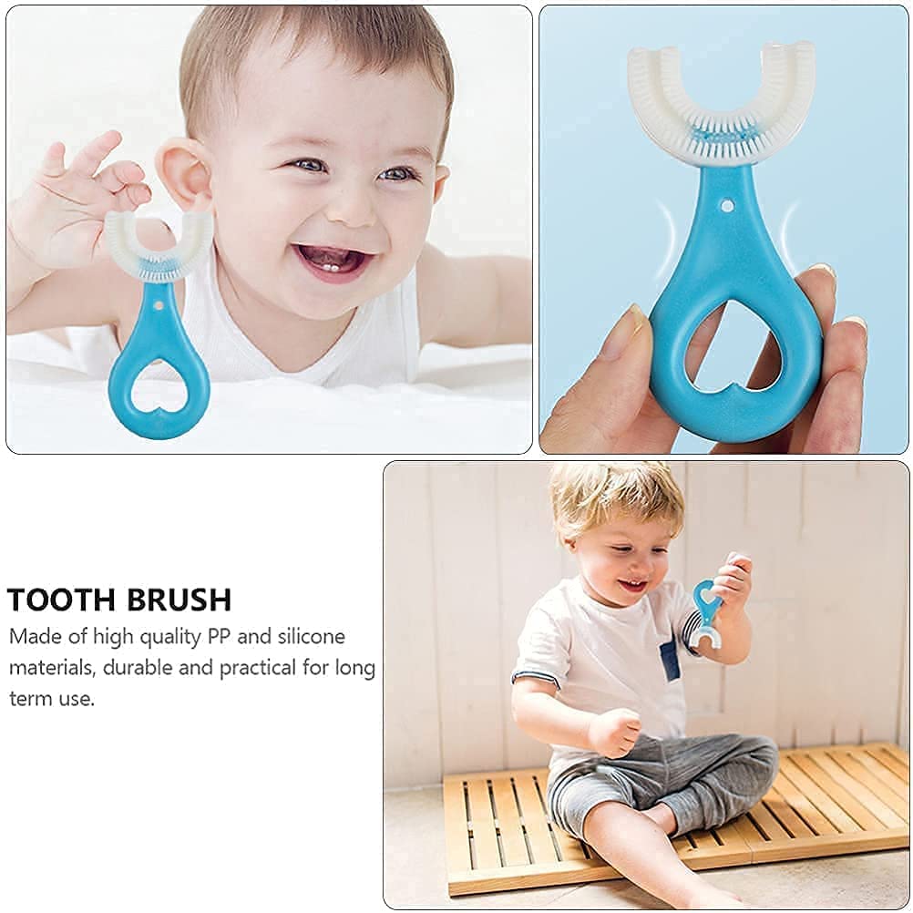 Exotic Mall U Shaped Toothbrush for Kids Manual Whitening Toothbrush Silicone Brush Head for Kids Children Infant Toothbrush For 2-6 Years Mouth-Cleaning (2ps & Multicolour) 4