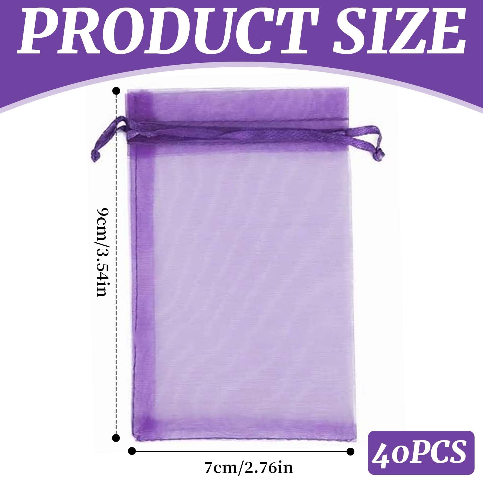 TENGWA 40 Pièces Sachet pour Lavande 7 * 9cm Pochon Sachet Organza Vide avec Cordon de Serrage Peut Contenir de Lavande et Des Épices Sac Tissu Cordon pour Chambre Armoire Voiture