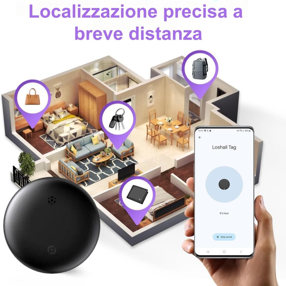 Volovivo Localizzatore Bluetooth- Trova Chiavi, Bagagli & Portafogli, Posizionamento Preciso