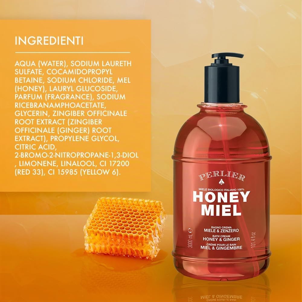 Perlier Honey Miel Bagno Crema Miele & Zenzero - con miele Biologico 100% italiano - 3000 ml con dosatore (Confezione da 2)