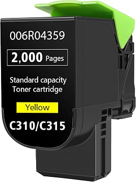 ANNGELAS Yellow Toner Cartridge for Xerox C310 C315 Printer,2000 Pages High Capacity Replacement 006R04367 and 006R04359 Ink Cartridge for Xerox C315DNI C310DNI Color Multifunction PrinterYellow