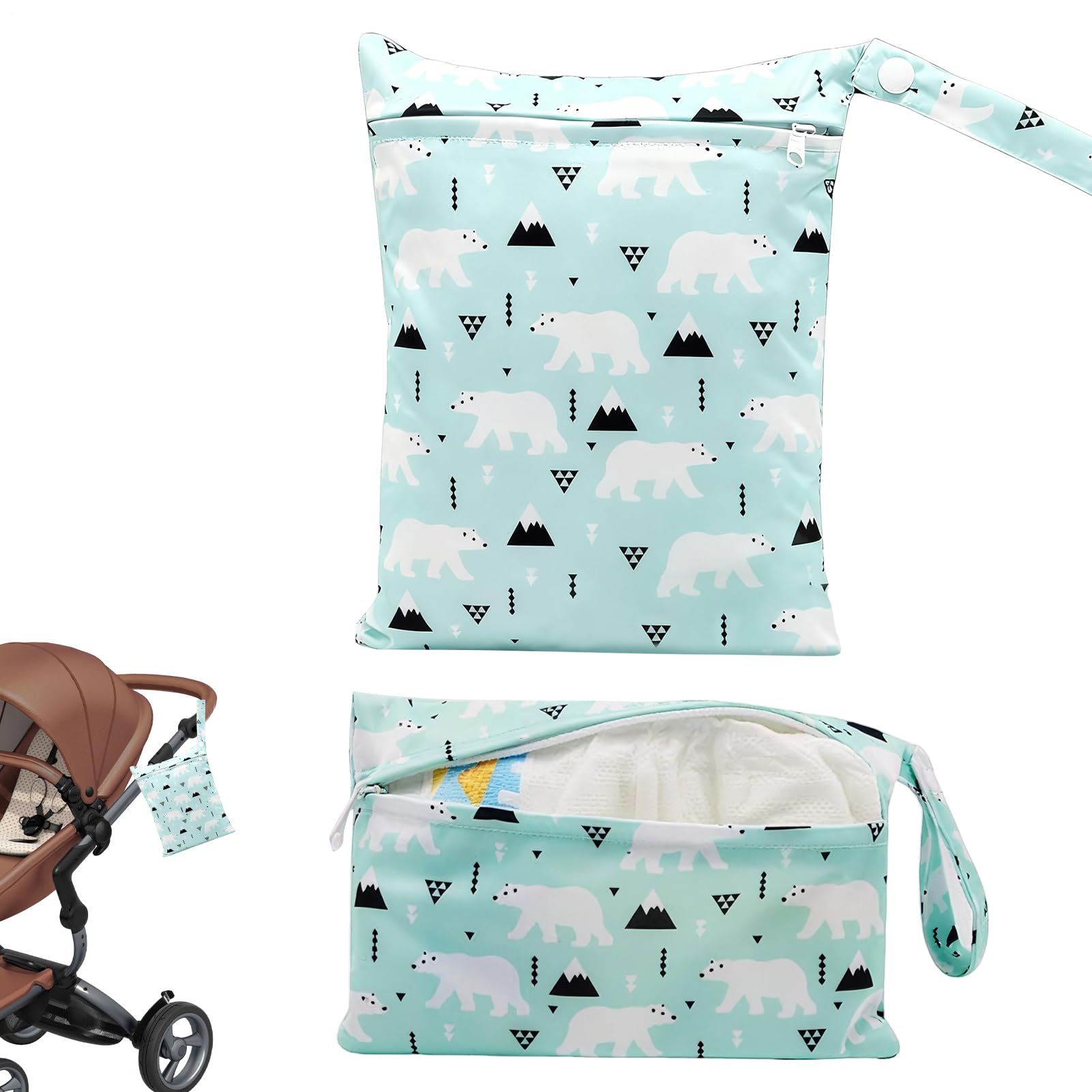 Sac à Langer Réutilisable à Fermeture Éclair en Tissu Humide et Sec pour Maillots de Bain, Lingettes, Vêtements