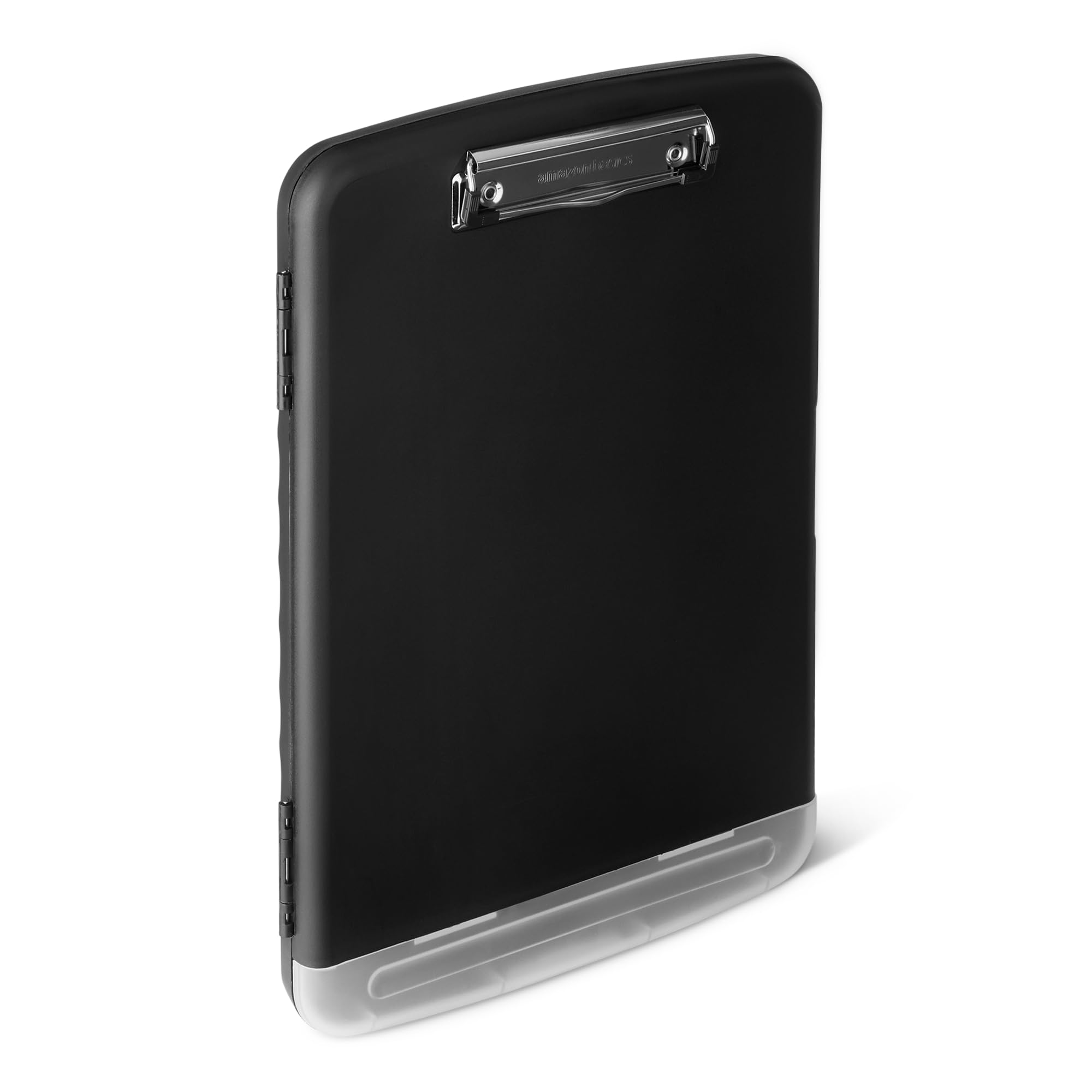 Amazon Basics A4 Storage Clipboard with Padfolio, High Capacity Plastic Clipboard Folder with Pen Holder, 36.5 x 25 x 3.8 cm, Black