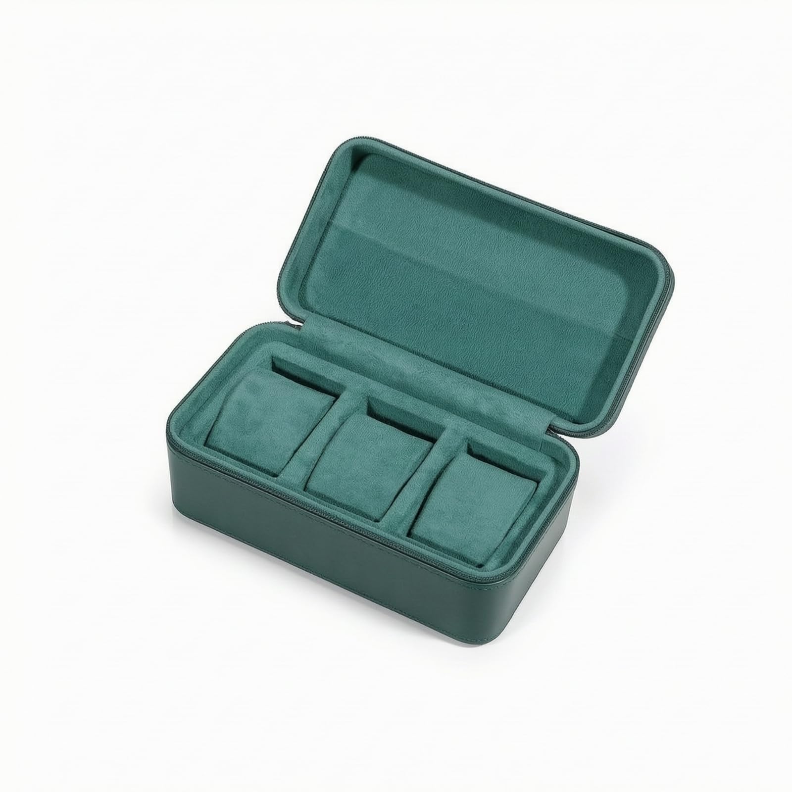 Uhrenbox mit 3 Slots gepolstert Uhrenreiseetui schützend Uhrenaufbewahrungsbox für Uhrensammler, Grün