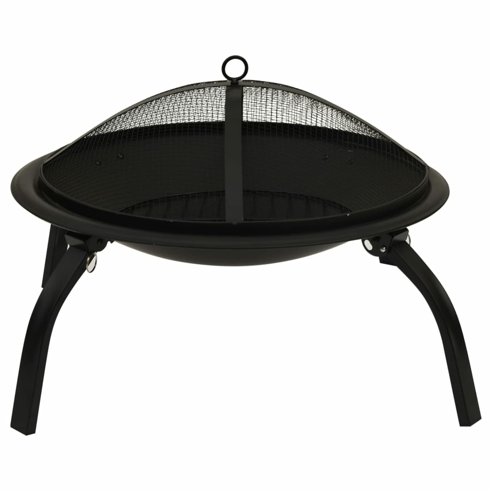 Homgoday Palenisko i grill 2 w 1 ze stalowym pogrzebaczem 56x56x49 cm palenisko zewnętrzne ognisko ogród ognisko ogień miska ognia czarny do ogrodu taras czarny