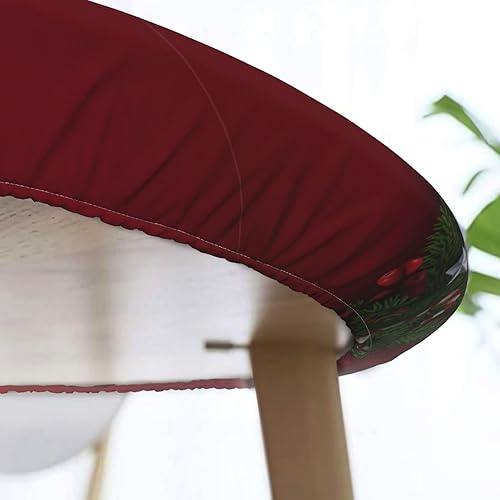 Vista 118 de Delerain Mantel redondo ajustable de bolas de Navidad, mantel redondo impermeable con borde elástico, lavable, para interiores y exteriores, se
