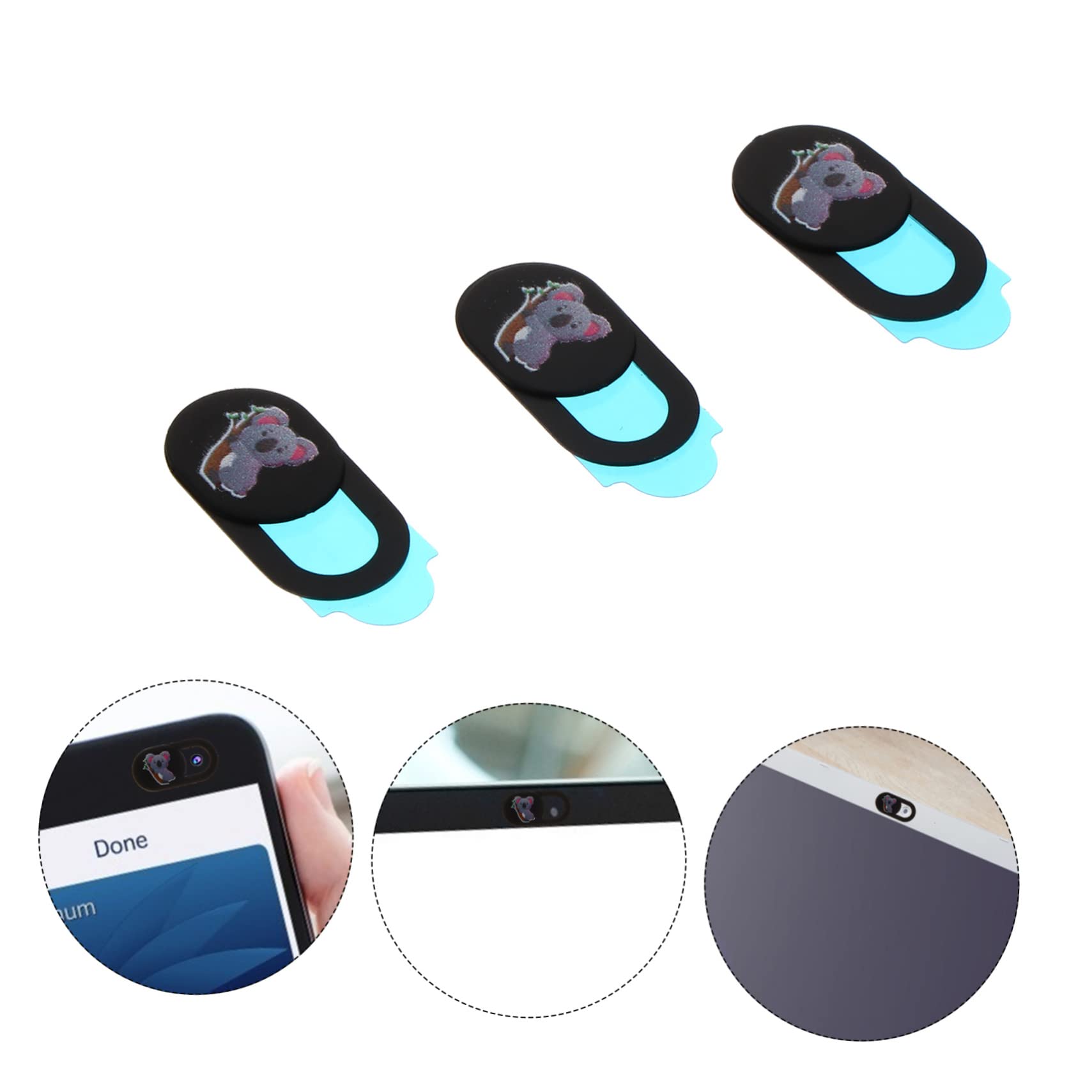 HOMSFOU Cubierta de Privacidad para Cámara Web, Deslizante, Abs Negro, 3 Piezas, para Ordenador y Teléfono, Protección Discreta