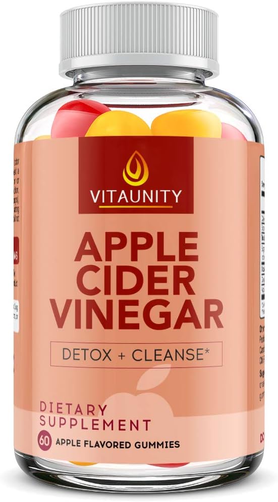 Organic Apple Cider Vinegar Gummies with Ginger from Raw Unfiltered ACV with The Mother-Best Alternative to Apple Cider Vinegar Capsules-ACV Pills-Tablets-Detox and Cleanse Support Immunity (60 Gummy)