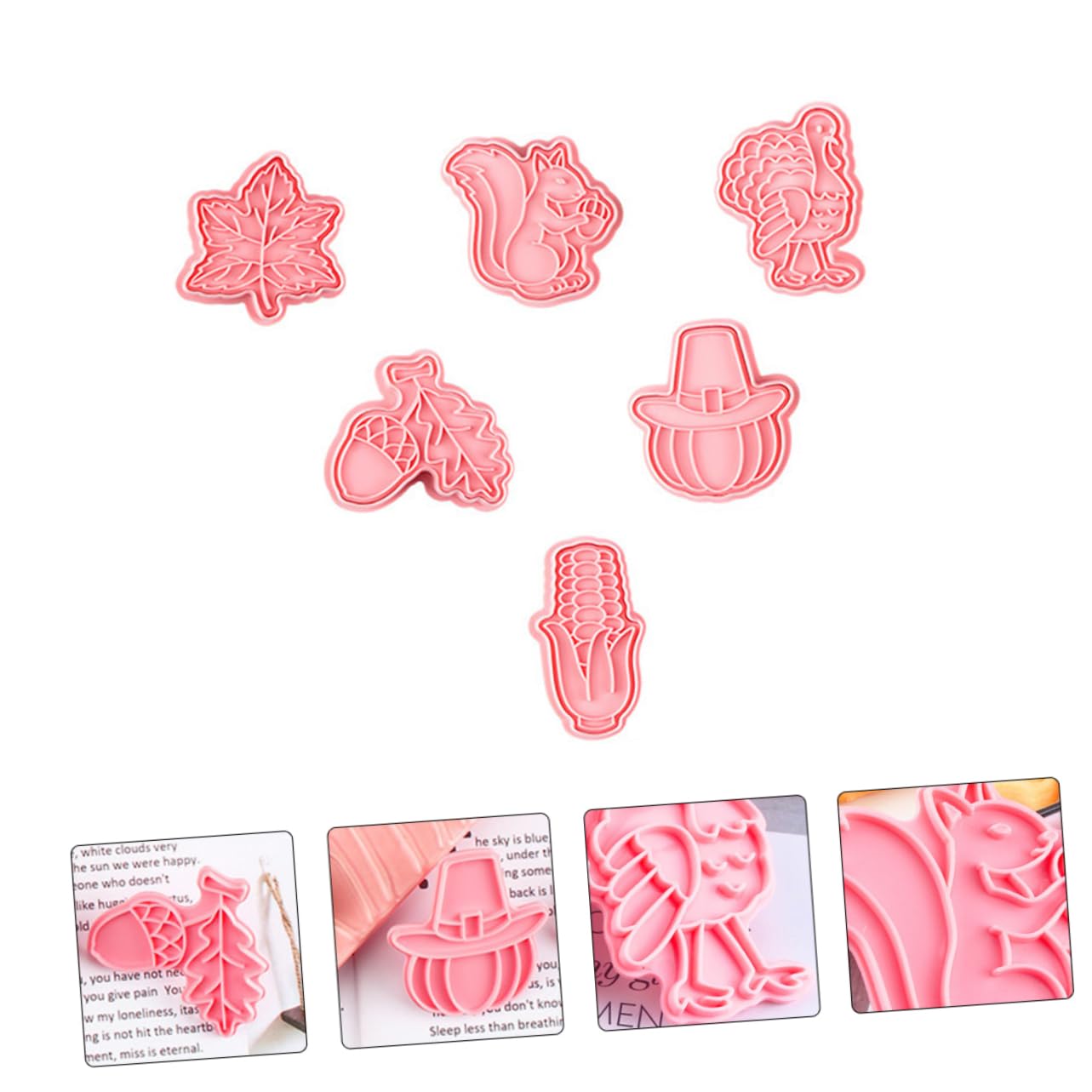 TOPBATHY 18 Pcs Emporte-pièces de Thanksgiving coupe-gâteau fondant moule à muffins ustensile de cuisine accessoires cuisine petits gâteaux moules de cuisson d'action de grâces pp rose