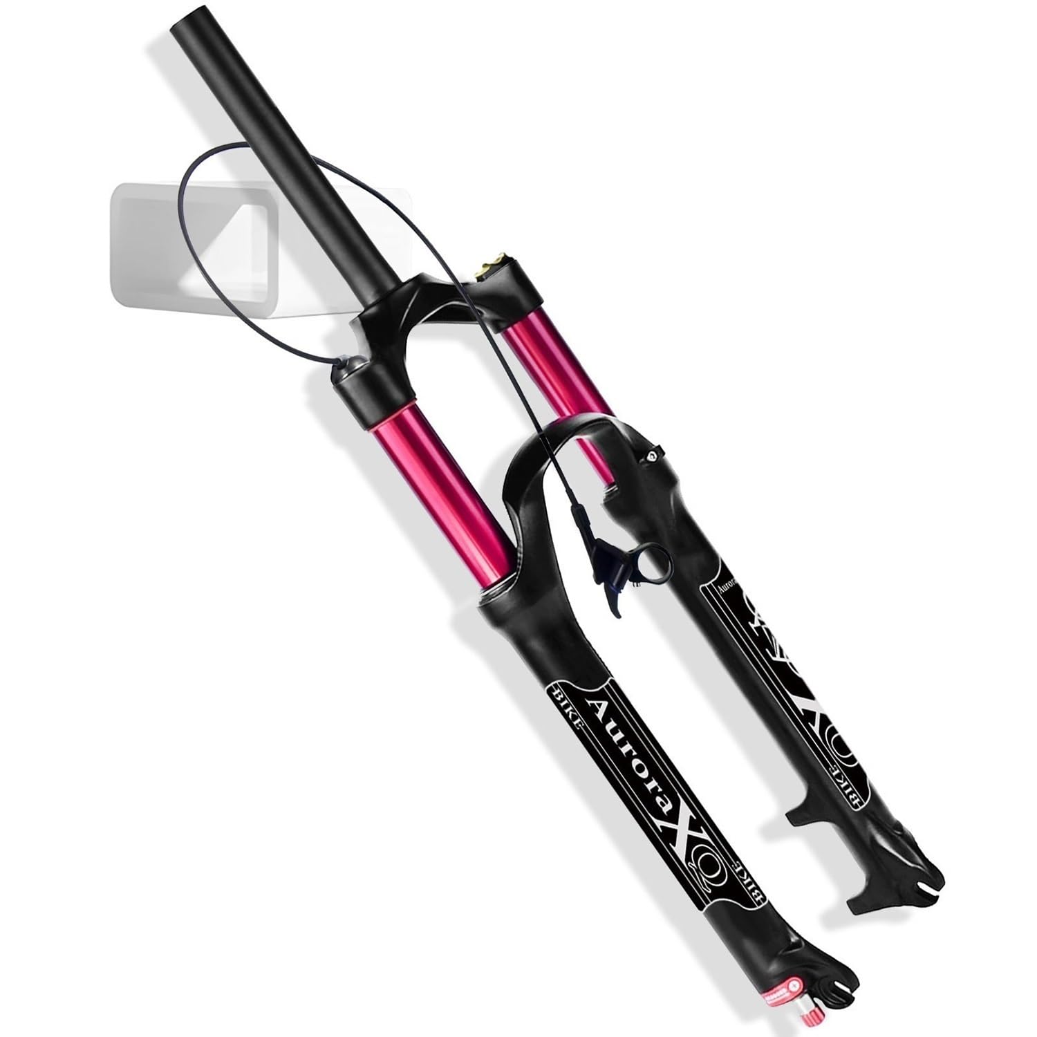 AuroraXQ Amortyzator Powietrzny MTB 140mm, 26/27.5/29 Cala z Regulacją Odbicia, do Trail i XC Czarno-Czerwony(Straight Remote Lockout,29 cali)
