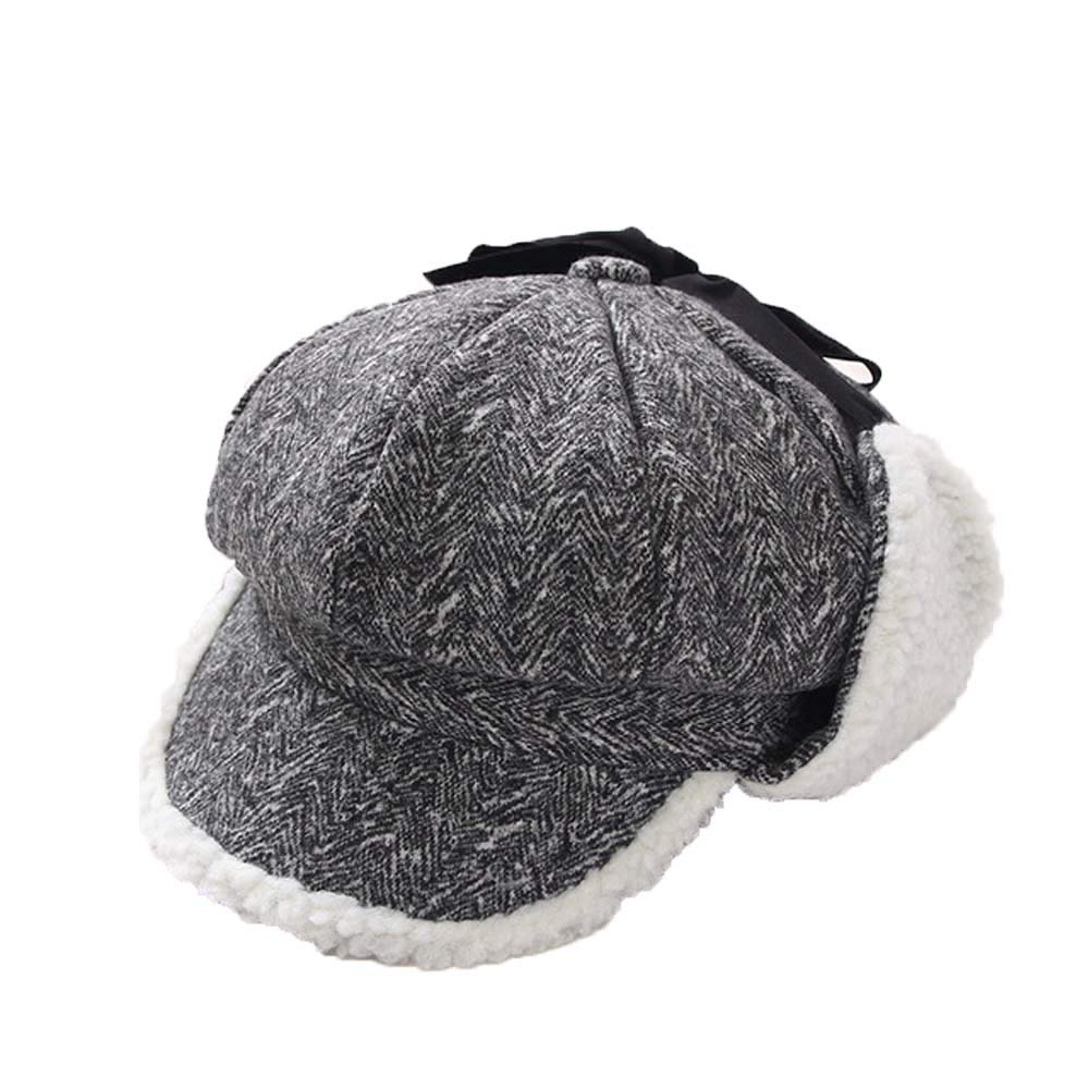 Chapeaux d'hiver pour les femmes JIA JIA bonnet noir double couche fleece avec pompon