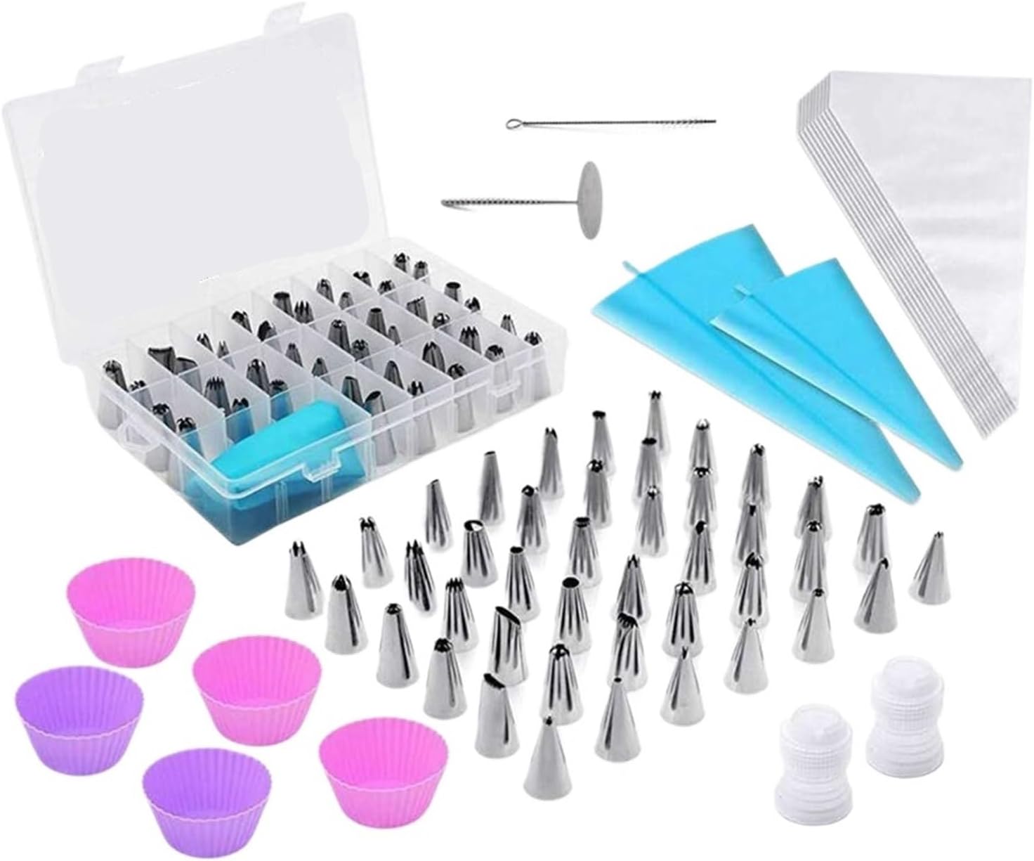 74Pcs/Set Cake Decorating Tools Baking Supplies Icing Tips TPU Pastry Bags Smoother Piping Nozzles Cup With Box