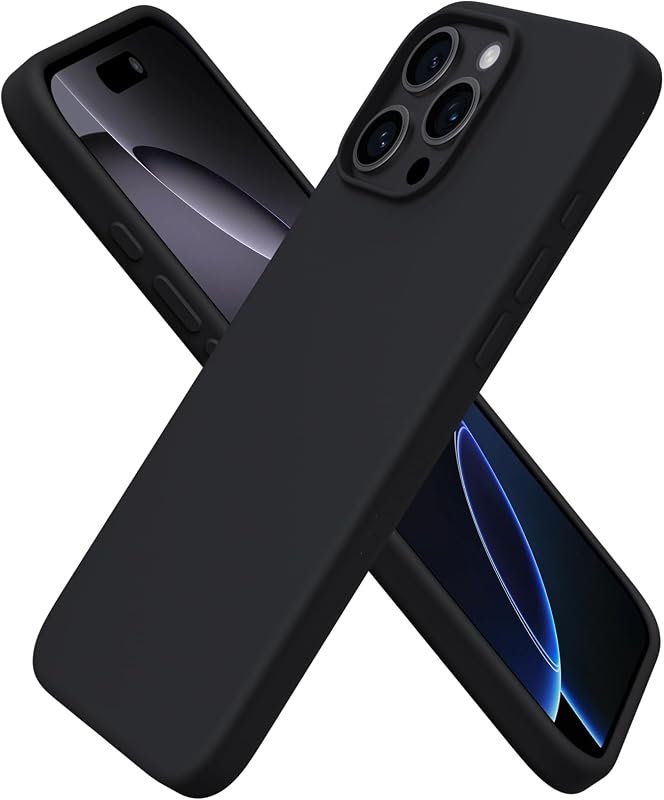 ORNARTO for iPhone 16 Pro Max Case, Liquid Silicone, Black | 4-Layer Liquid Silicone Rubber, Soft Touch Feel, Slim Shockproof Case, Raised Edges, Anti-Scratch, Microfiber Lining