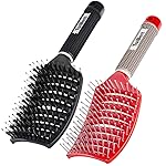 TaiBest Boar Bristle Hair Brush Set - Dry/Wet Hair Brush Detangler for Fine, Thick, Curly Hair - Curved and Vented Hair Brush for Women, Men or Kids