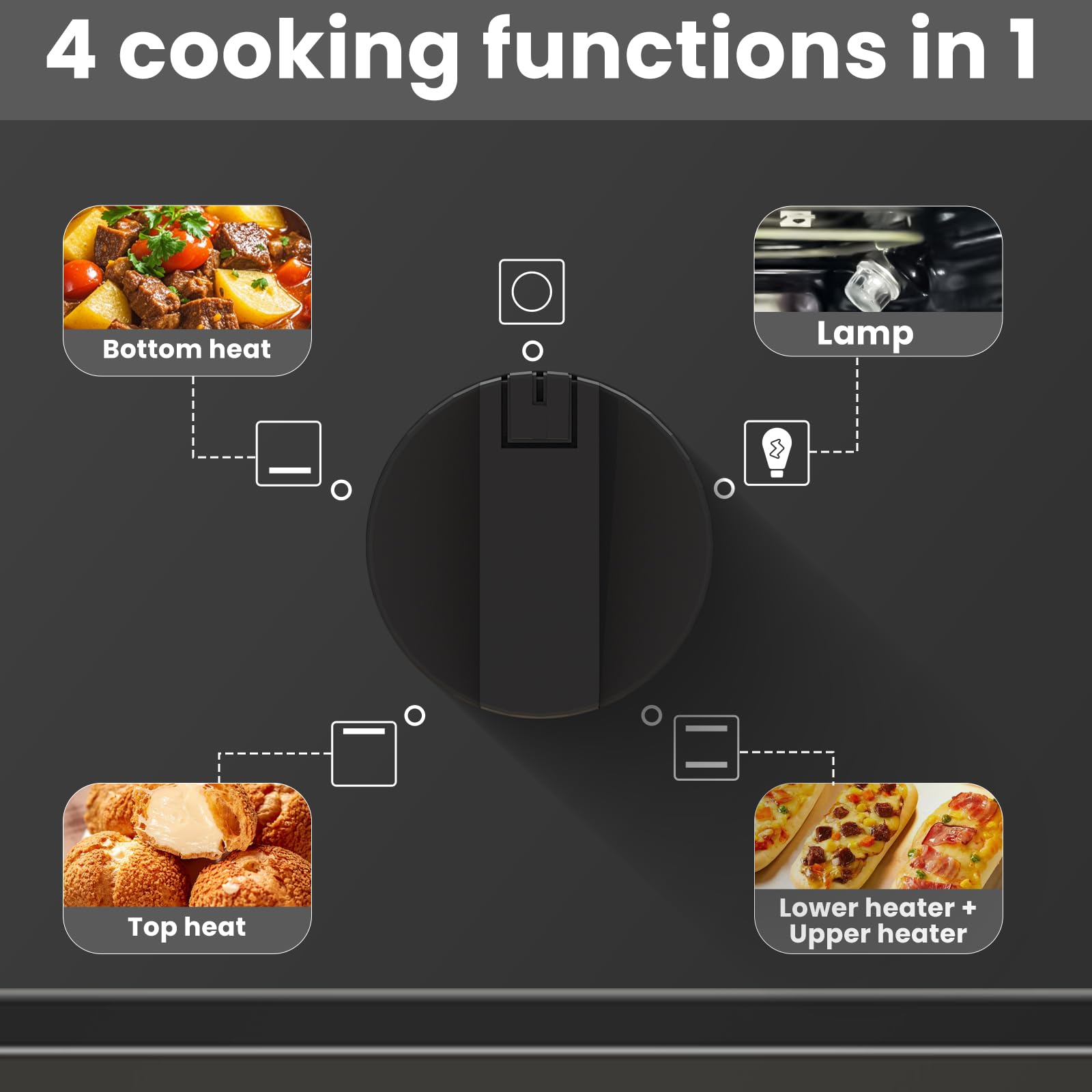 Electric Single Oven Built-in Integrated Black, Installed 65L 4 Functions Electric Single Oven Ideal for Family Cooking Easy Programmable Timer — view 2