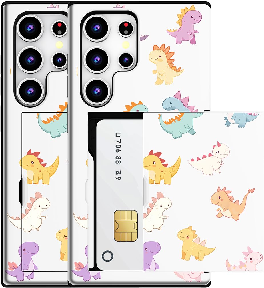 MUQR Compatible for Samsung Galaxy S25 Ultra Case with Card Holder Cute - Kawaii Design Military-Grade Drop Protection Rugged Wallet Cases for Women (