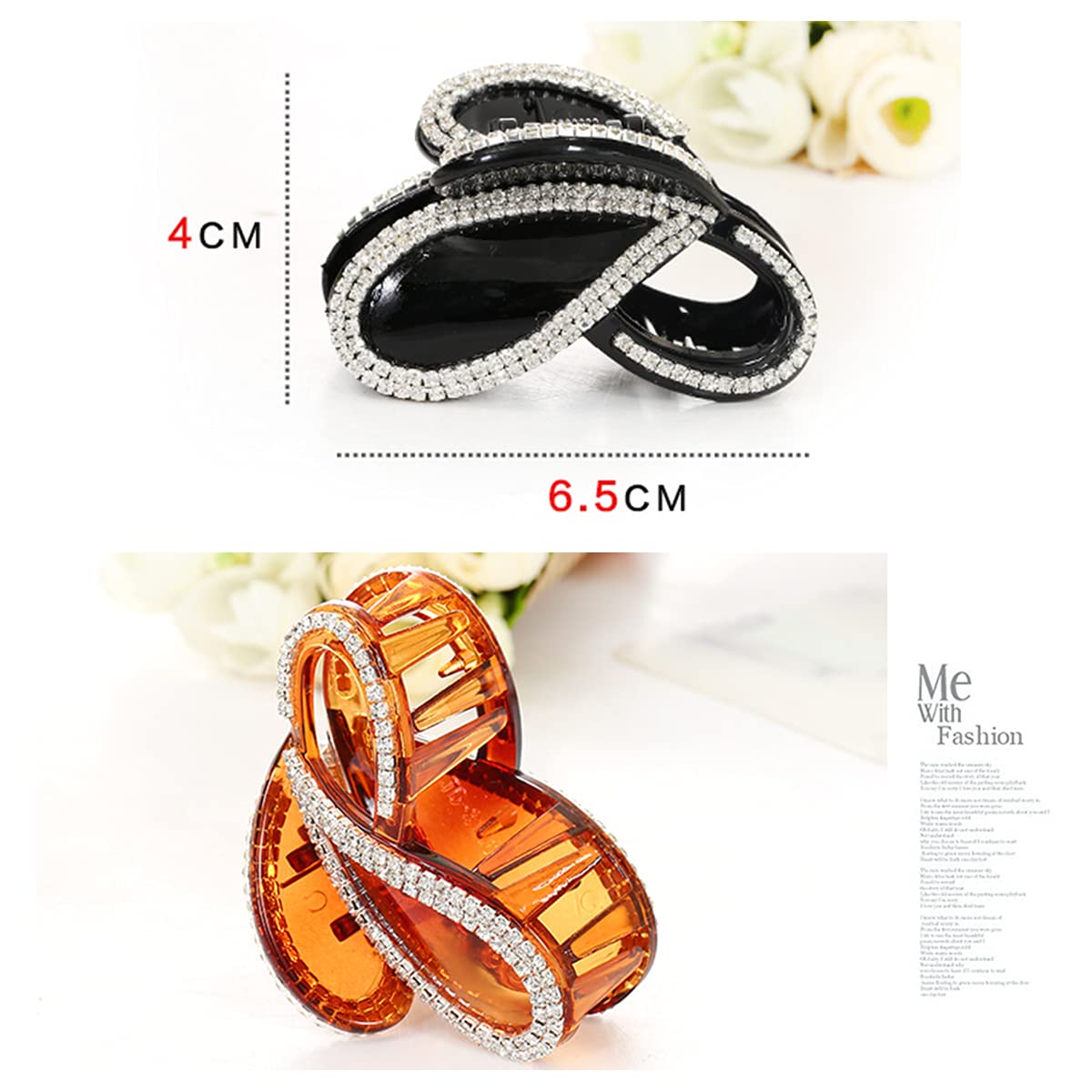 Pinza de mandíbula para el cabello con estilo coreano, pinza de cristal con diamantes de imitación para mujer, accesorios para el cabello 8