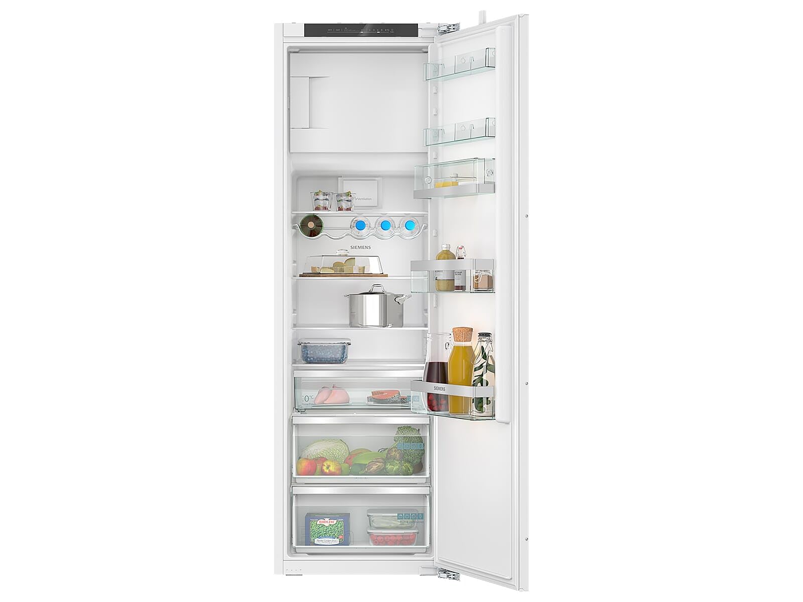 Siemens KI82LADD0 iQ500, frigorífico empotrado con congelador, nicho de 177,5 x 56 cm, enfriamiento de 246 l y congelación de 34 l, Made in Germany, hyperFresh para más tiempo fresco, enfriamiento