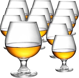Brandy Wine Glasses Set of 12,Clear Glass Brandy Snifter 11 OZ,Short Ste...