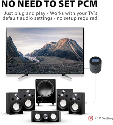 Miniatura 4 de Avantree Orbit Pro - Transmisor y receptor de audio Bluetooth para TV con paso de sonido envolvente 5.1, entrada HDMI ARC, control remoto de