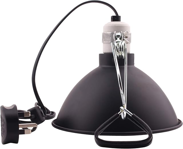 AIICIOO Reptile Bulb Holder with Clamp 8.5 Inches Terrarium Lamp Reflector in E27 Ceramic Socket for Lizard Tortoise Bearded Dragon Suitable for UVB and Heating Lamp