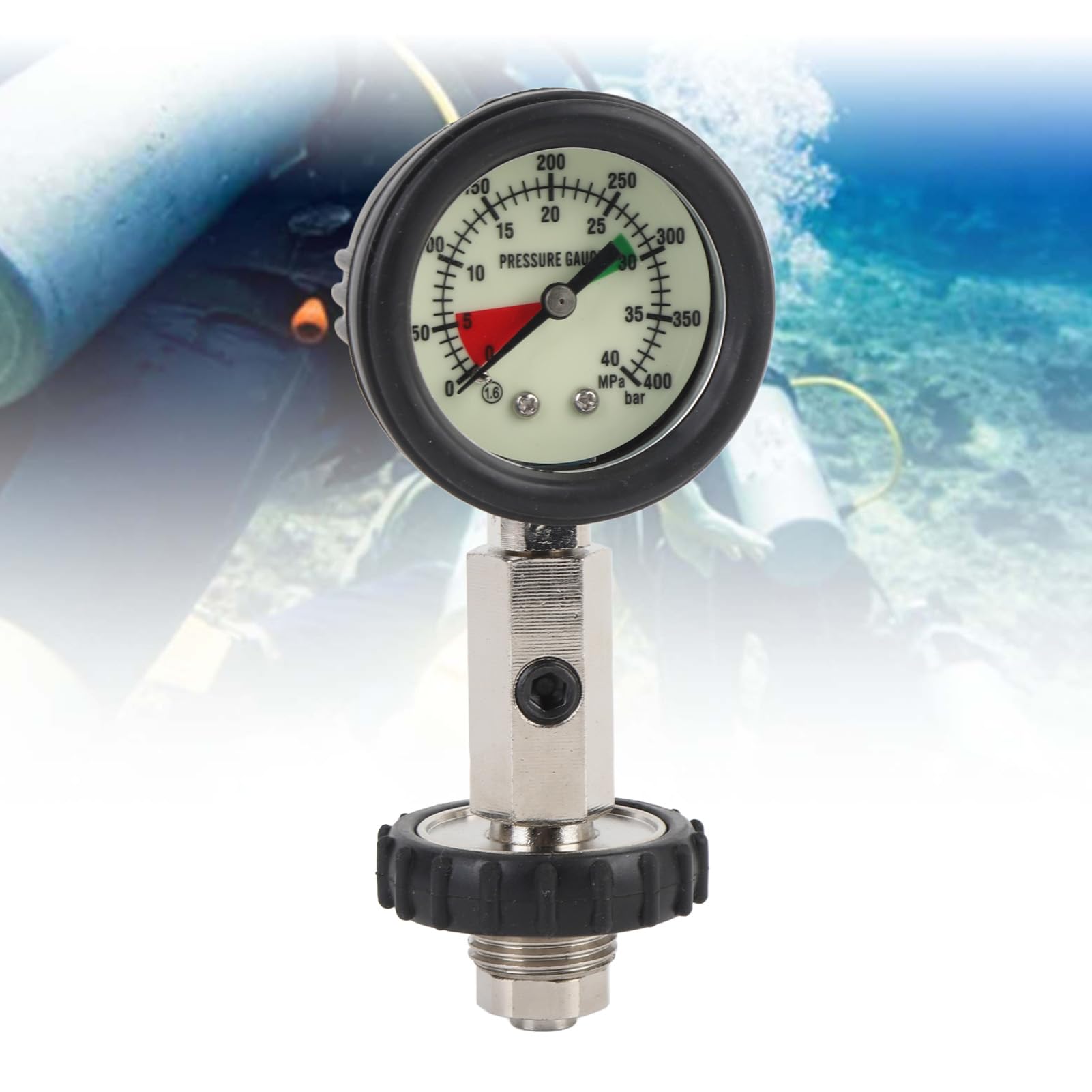 Manometro Subacqueo Multifunzionale Luminoso Ad Alta Precisione per Immersioni in Acque Profonde Acciaio Inossidabile 1 X