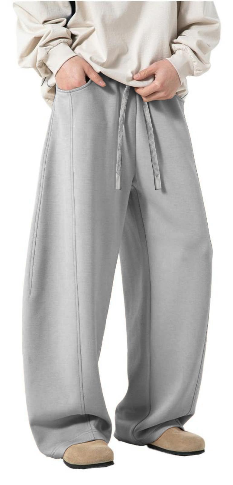 �️AIFARLD Mens Baggy Sweatpants Wide Leg Casual Sweat Pants with Pockets Elastic Waist Drawstring Relaxed Fit Light Grey — fashion deal