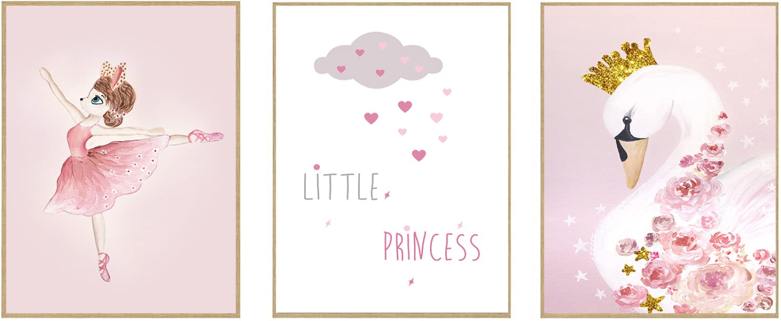 Swan Dancer Nursery Canvas Wall Art Poster Print Minimalist Painting Decorative Picture Nordic Baby Girl Bedroom Decor Framed-12 x16 x3 P