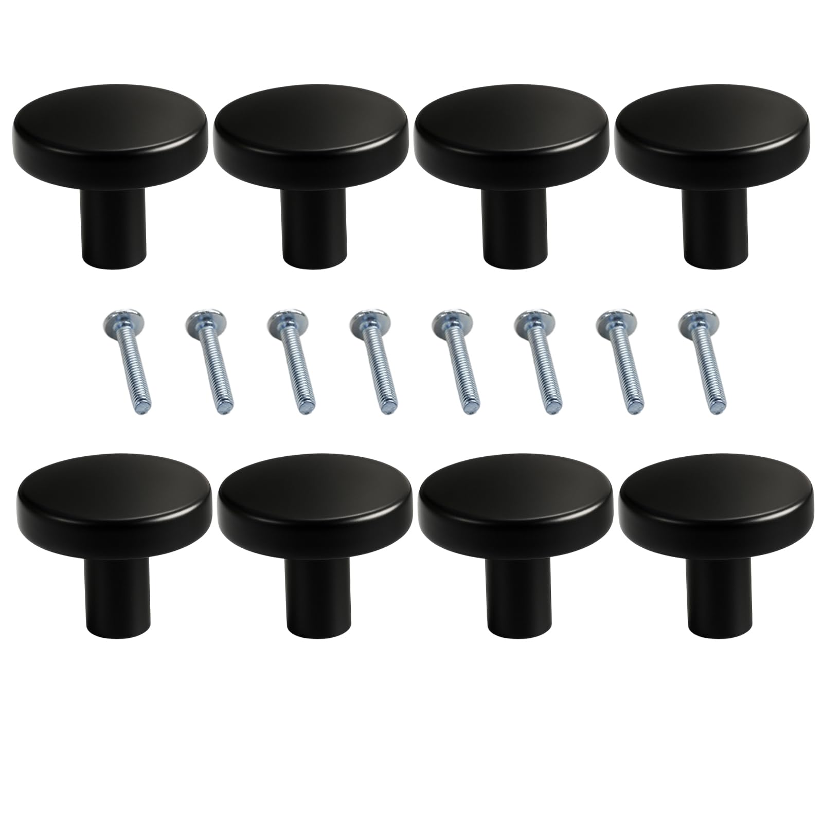GYTFOG 8 PCS Black Door Knobs, Black Cupboard Knobs, Round Door Knobs Equipped with Screws,for Cabinet Drawer Nightstand TV Cabinet Closet Door Handle, Home Decorating, Cupboard, Wardrobe