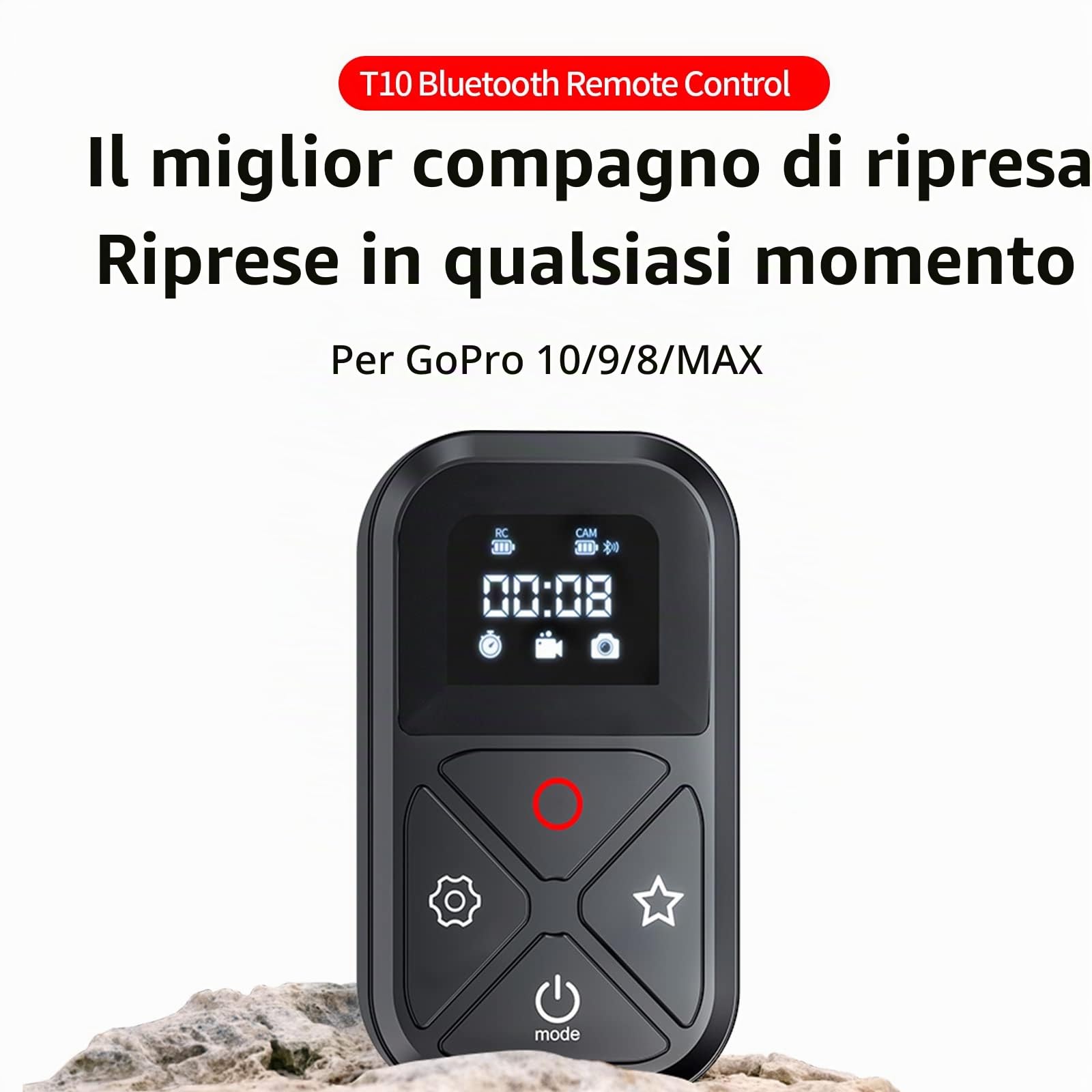 TELESIN Impermeabile Intelligente Telecomando Comando per GoPro Hero 11black Hero 10/hero 9 black (per Hero 11/10/9 black)
