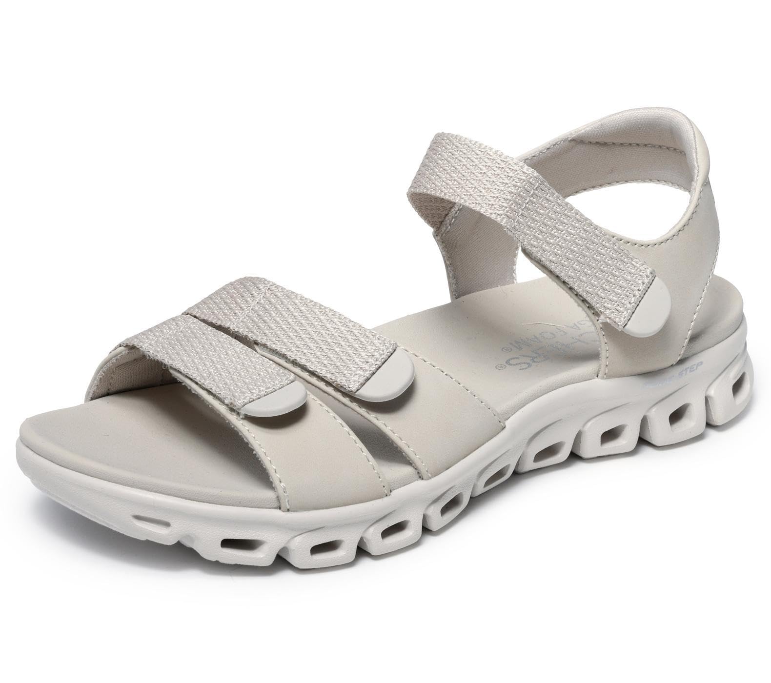 Skechers Women's Glide-Step Sandal Count On Me, Stone, 6 UK