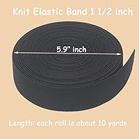 Vista 2 de Banda elástica de punto negro de 1-1/2 pulgadas, 10 yardas, 1.496 in, tejido de sarga de doble cara, correas elásticas pesadas, banda elástica