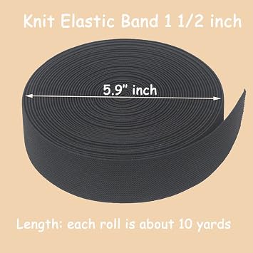1 1/2''Black Wide Knit Elastic Band 10Yds Sewing Stretch