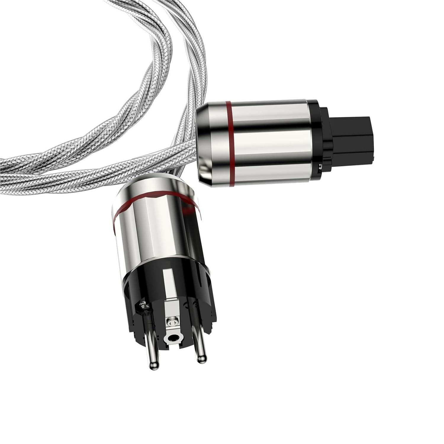 P128 Silver Plated Crystal High Clear PFTE Power Cable Crystal Twist Silver Shielding EU Plug(1.5m)