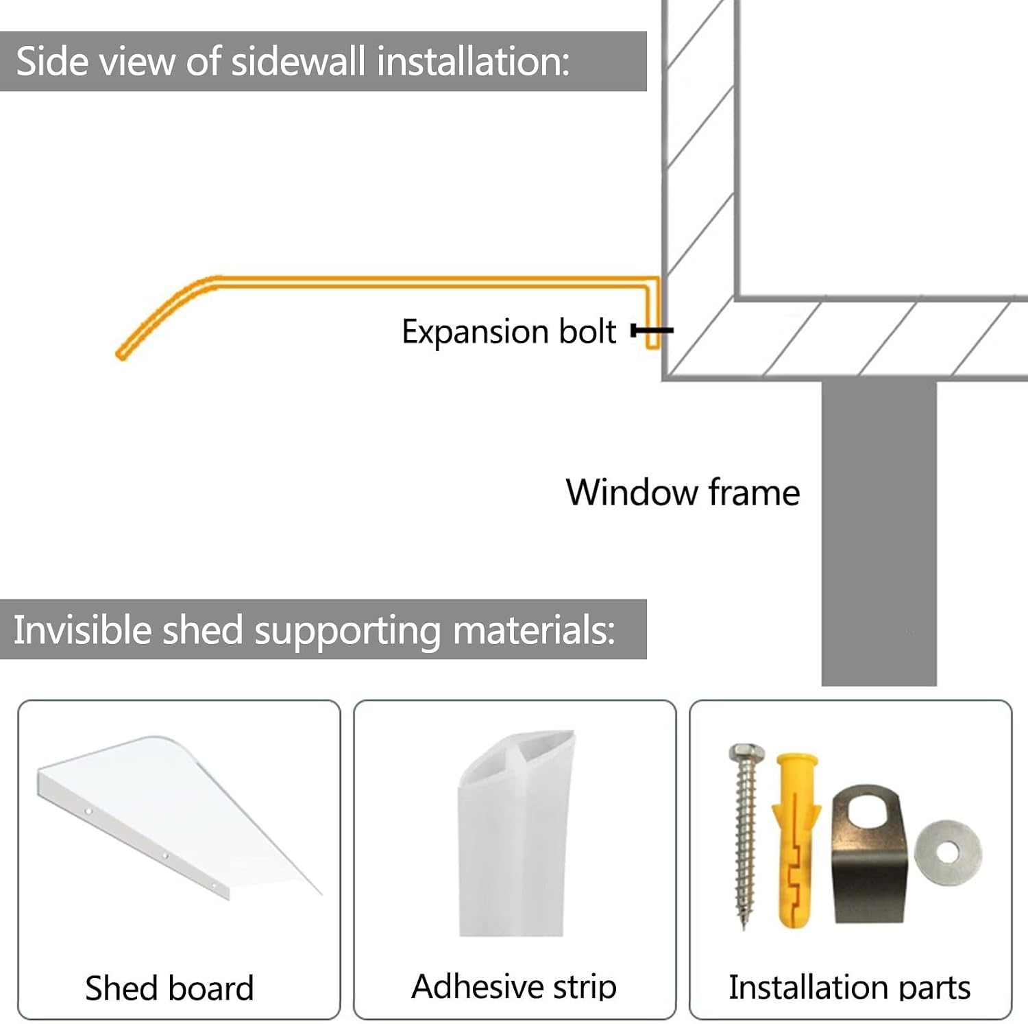 Awning Canopy UV Rain Snow Protection for Front Door/Porch Patio Roof, Invisible Rain Shelter 3.5mm Thicken Clear Cover Awning Polycarbonate Sheet HSYFdy (Size : 1.3x10.5ft/40x320cm)
