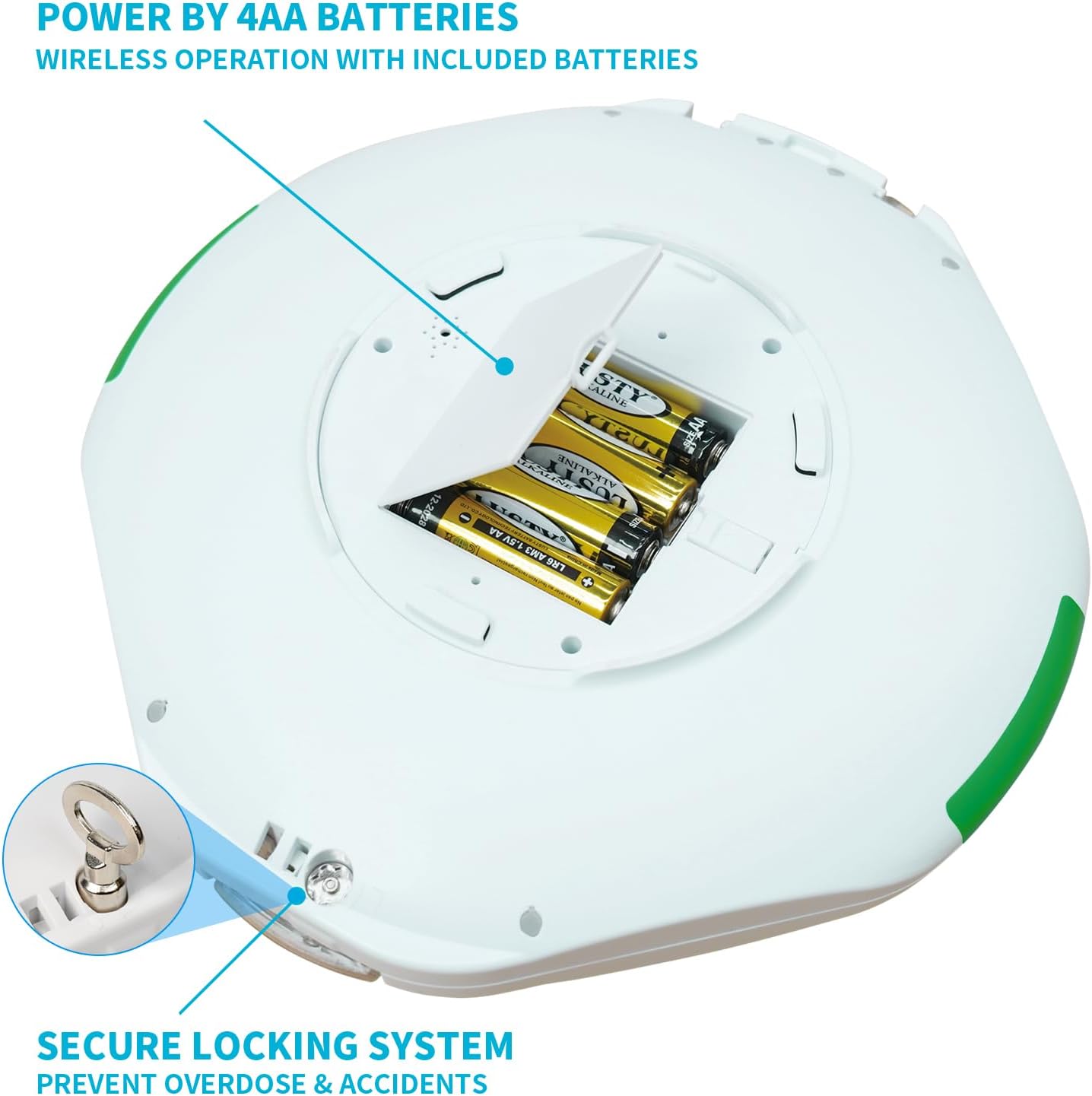 JULOS 28-Day Automatic Pill Dispenser with Audio & Visual Alerts for Elderly, up to 6 Alarms/Day, Easy-Read LCD Display, 9 Dosage Templates, Lock Medicine Dispenser for Medication, Vitamins, Clear Lid