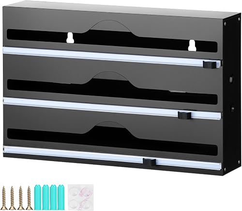 QWORK® 3 in 1 Küche Folienspender Folienschneider für Frischhaltefolie Folien Ba
