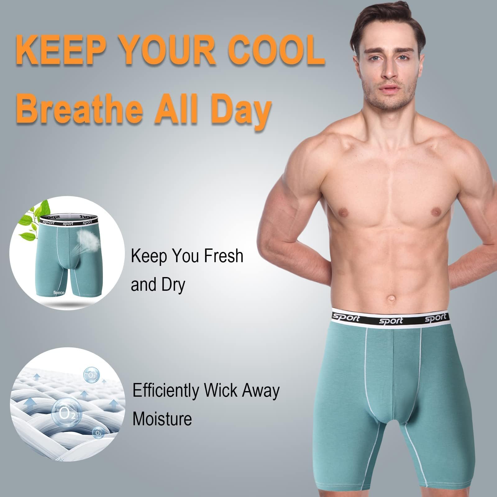 Nuofengkudu Micro Modal Męskie Bokserki Szorty Bezszwowe U Etui Długie Nogawki Bielizna Przeciwotarciowa Oddychająca Miękka Elastyczna Talia Sportowe Kalesony Podróżne