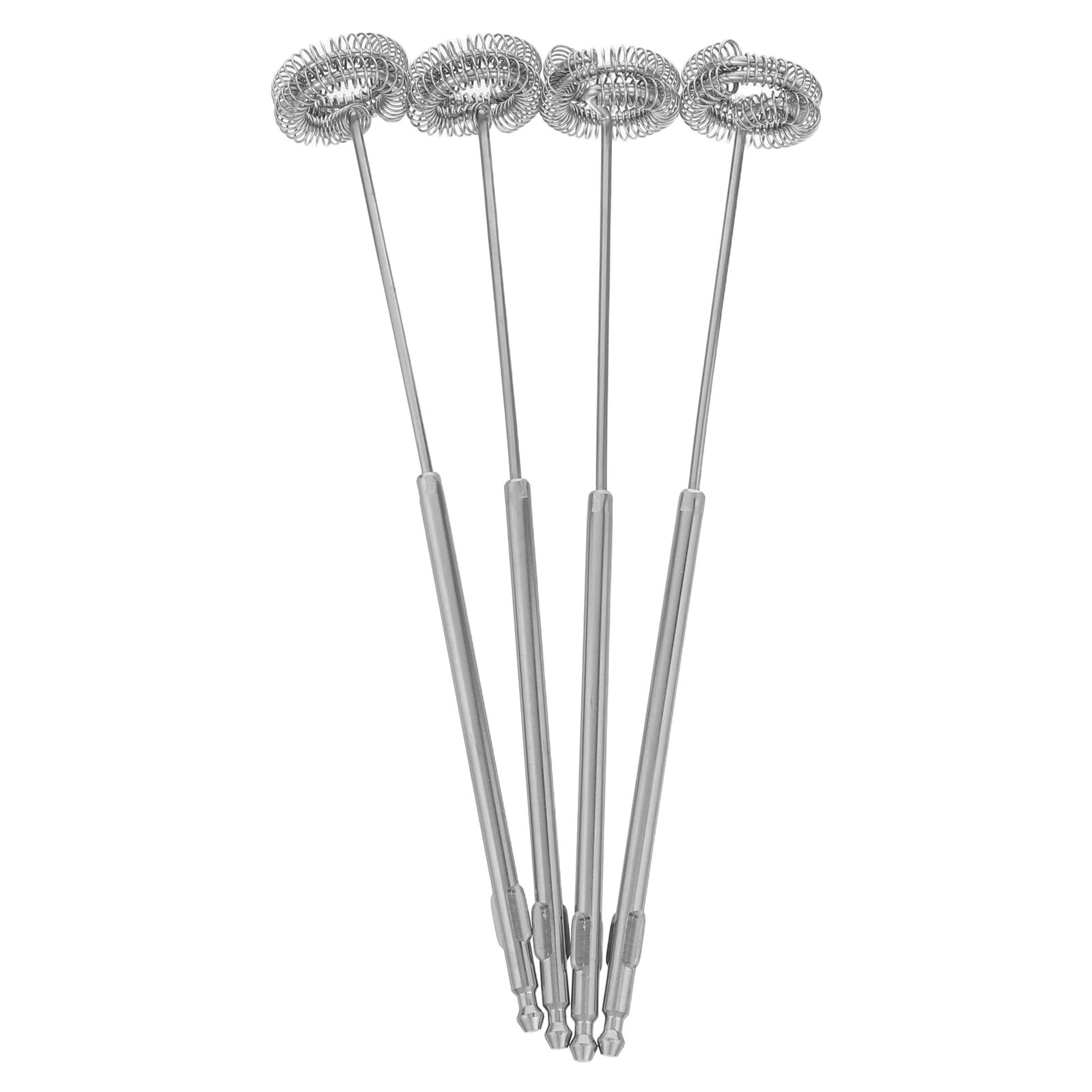 Cabilock 4 Piezas Batidor de Espiral de Acero Inoxidable para Espumar Leche Mezclador Manual Multifuncional para Café Batido de Huevos y Preparación de Bebidas Compacto y Portátil para