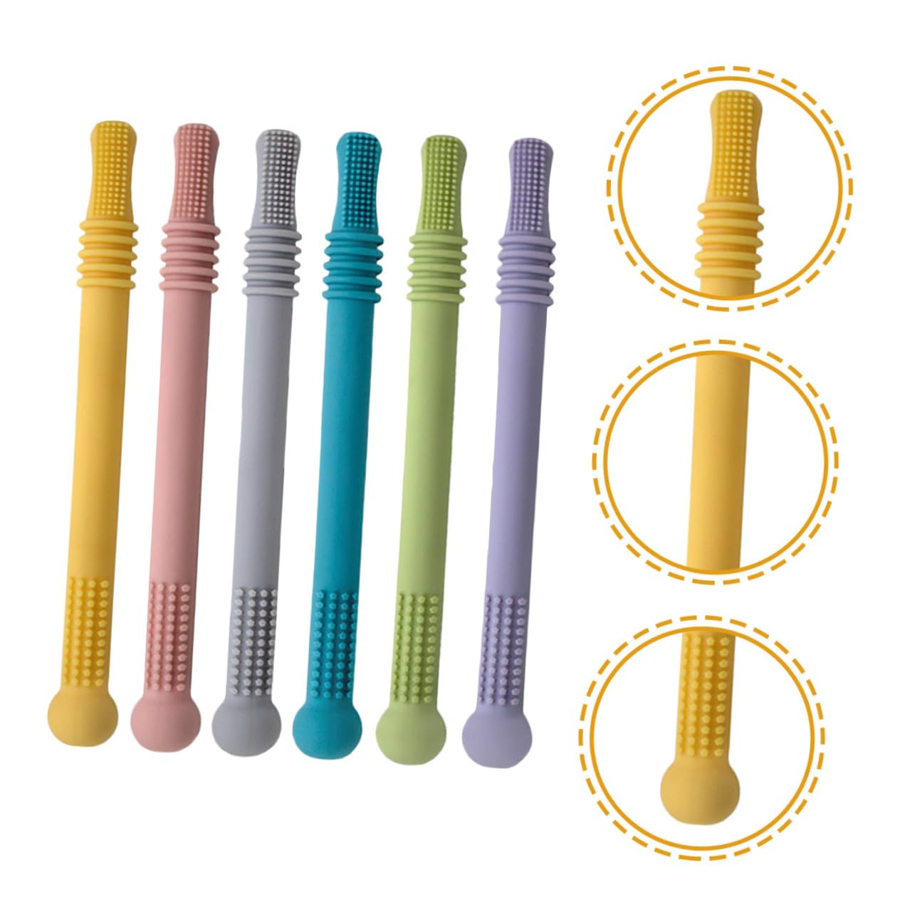 Abaodam Masticatore per Dentizione Ragazzo Ragazza 6 Pezzi in Silicone | Tubi da Dentizione, Sollievo per Gengive, Regalo per Shower e Compleanno