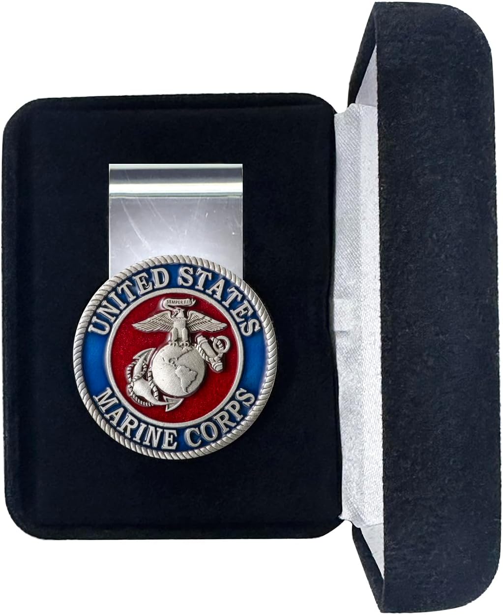 Heritage Pewter Marines Money Clip - Eagle Globe & Anchor | Durable Money Holder | Intricately Crafted Metal Pewter Alma Mater Inlay