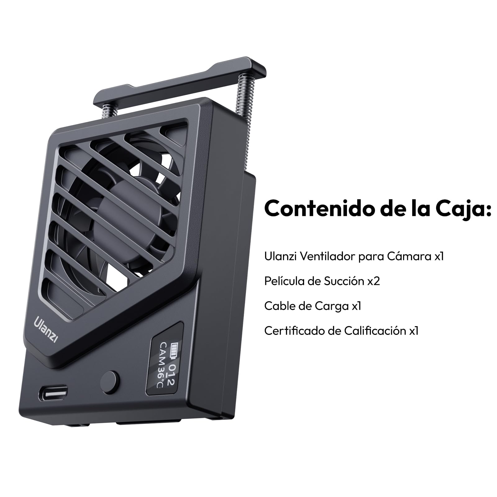 【Versión Actualizada】ULANZI Ventilador de Cámara con Montaje de Resorte, Sistema de Enfriamiento de Cámara Compatible con Sony/Canon/FUJIFILM/Nikon