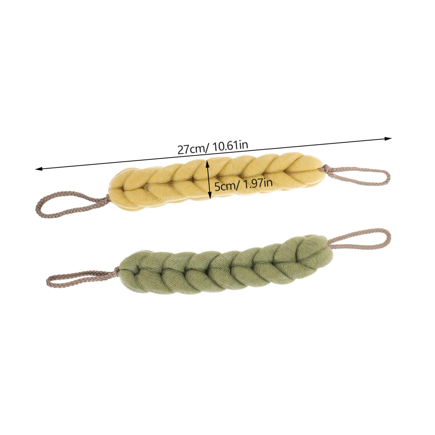 DECOMELODY 2pcs Bath Loofahs for Body Exfoliation Long Shower Sponges Ginger Matcha Dual Use Wash Scrubbers for Gentle Cleaning and Lathering The Bathroom