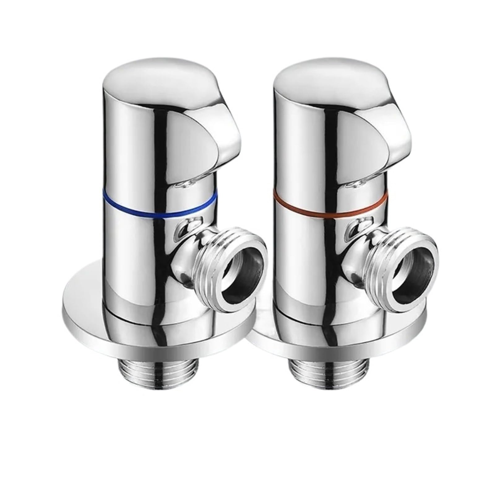 Bvhisehp Chrome Valve Matte Black Brass Stop Valve 2 Pack G1/2 Water Control Angle Valve For Bathroom Kitchen Daily Use(Chrome Valve)